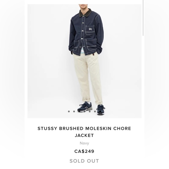 Stussy Brushed Moleskin Chore Jacket | L / Navy - Picture 7 of 7
